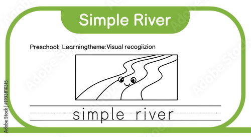Simple River Drawing for Preschool Learning: Visual Recognition Activity