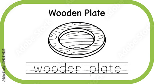 Wooden Plate Illustration for Learning and Education