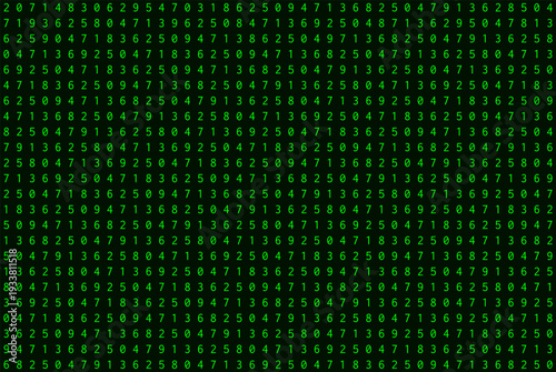 Seamless green CRT numbers background pattern. Retro monitor style.