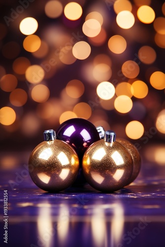 Wallpaper Mural Festive Shiny Christmas Ornaments on Dark Surface Torontodigital.ca