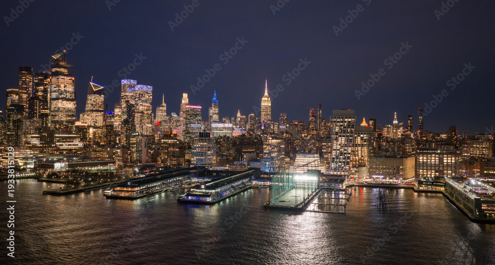 Obraz premium New York City landscape skyscrapers. New York skyline with Manhattan Tower. New York night skyline. New York landscape.