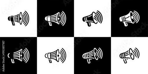 Icon Set Vector of 8 Megaphone Announce Speaker Marketing Icons