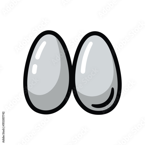 Two gray eggs side by side in a simple illustration on a clean background from a straightforward viewpoint