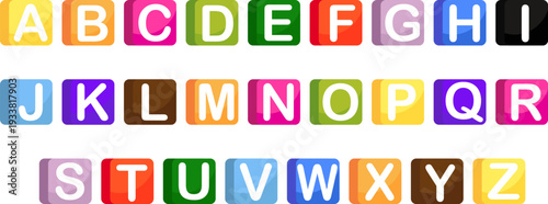 3D alphabet blocks, toy baby blocks font in bright colors, lettered blocks.