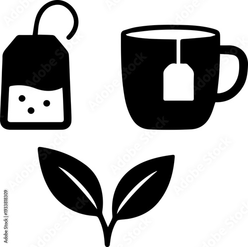 Tea and Coffee Beverage Silhouette Icon Set