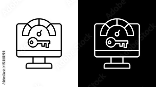 Kpi Monitoring Outline White Icon Set Design
