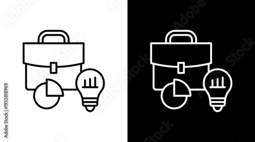 Business Intelligence Outline White Icon Set Design