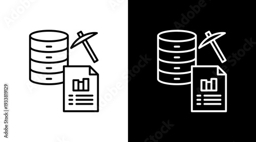 Data Mining Outline White Icon Set Design