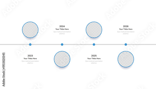 Four Year Horizontal Timeline Infographic Template With Image Placeholders