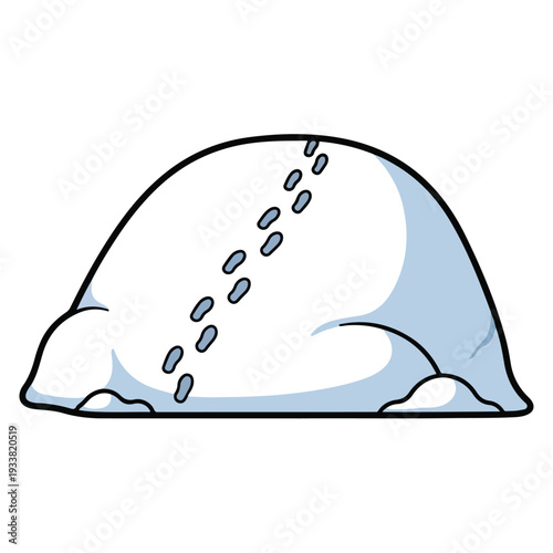 A cartoon wave is illustrated crashing on the beach from a high viewpoint showing foam, sea, water, ocean, surf, tide, splash, spray, blue, illustration