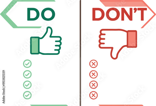 Do vs Don’t Infographic editable templet art | Bold Flat Style creative Vector chart frame art Illustration.