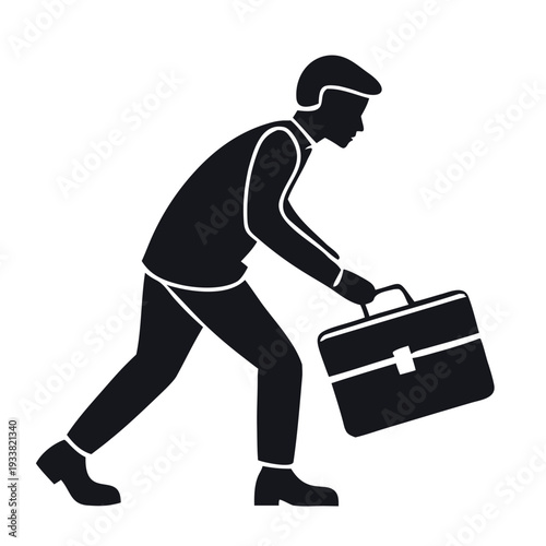 Businessman Carrying Briefcase Icon Vector