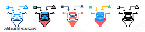 Data Ingestion Icon Sheet Multiple Style Collection 