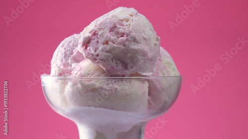 Wallpaper Mural A fruit ice cream in a glass bowl slowly rotates around its axis. Torontodigital.ca