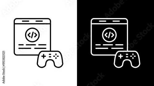 Game Development Outline White Icon Set Design