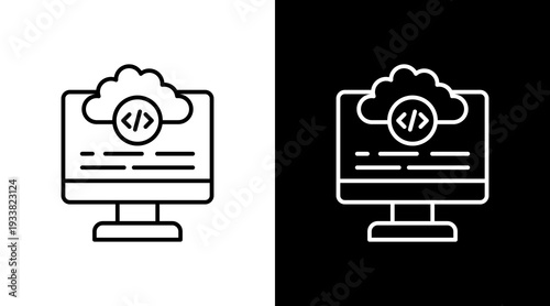 Cloud Programming Outline White Icon Set Design