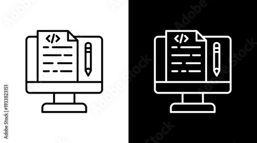 Script Programming Outline White Icon Set Design