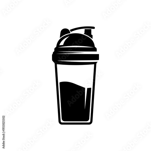 Protein shake bottle fitness nutrition drink container gym lifestyle Vector illustration