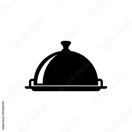 Serving tray dome cloche cover for restaurant catering service Vector illustration