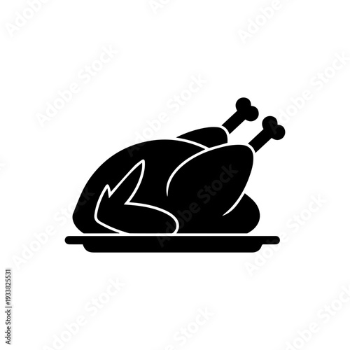 Roast turkey serving dish holiday feast centerpiece meal icon Vector illustration