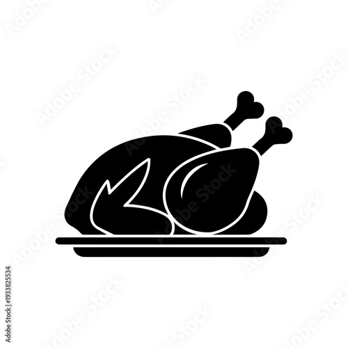 Roasted turkey whole bird festive dinner meal food platter Vector illustration