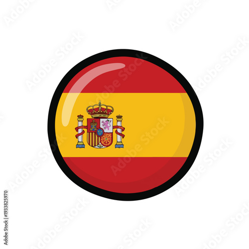 Free Download Circular emblem displaying the Spanish national flag with coat of arms in the center, symbolizing Spain's rich history and culture - GFXLoad