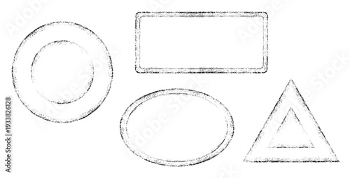 Blank postmarks and seals. Old grunge rubber stamp. Set of empty different rubber stamps.