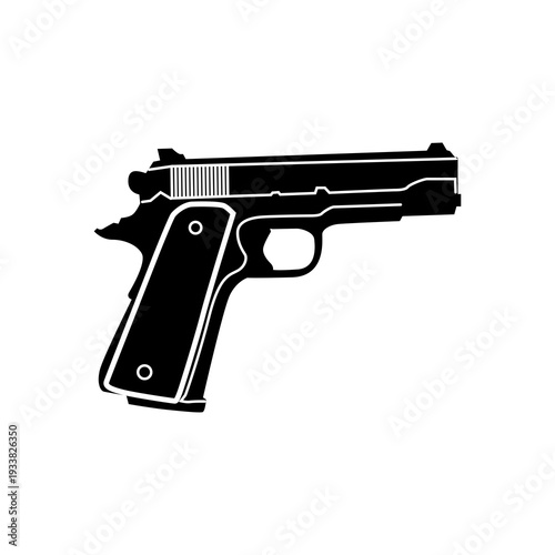 Classic semi-automatic handgun pistol vector illustration