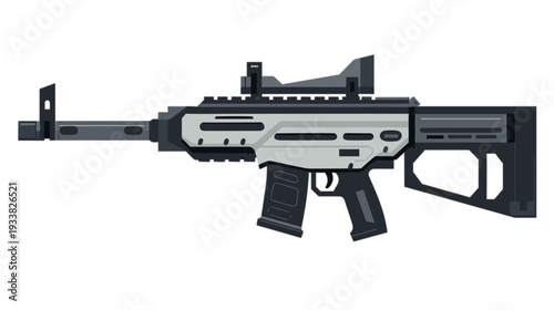 Modern assault rifle vector illustration in flat style