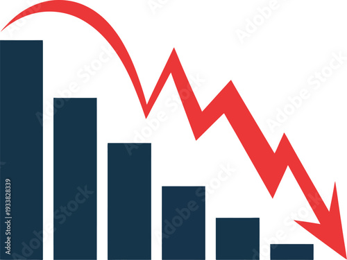 Financial decline concept with downward trend and strong color contrast showing market downturn
