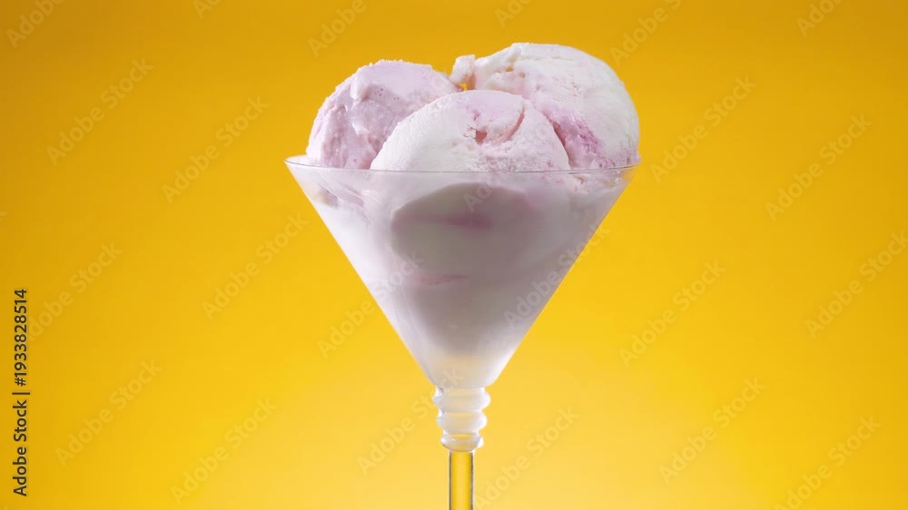 custom made wallpaper toronto digitalVanilla ice cream in a glass vase slowly rotates around its axis, against a bright background.