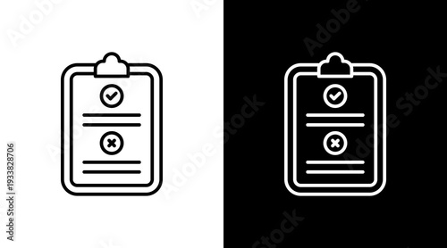 Pass Fail Result Outline White Icon Set Design