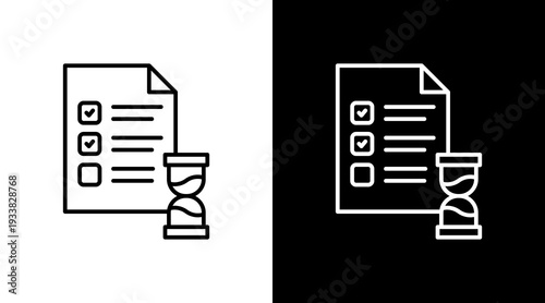 Timed Test Outline White Icon Set Design