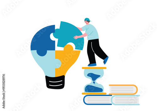 アイディアを閃く男の子のイラスト