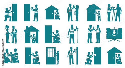 Set of 20 construction icons vector isolated on White Background