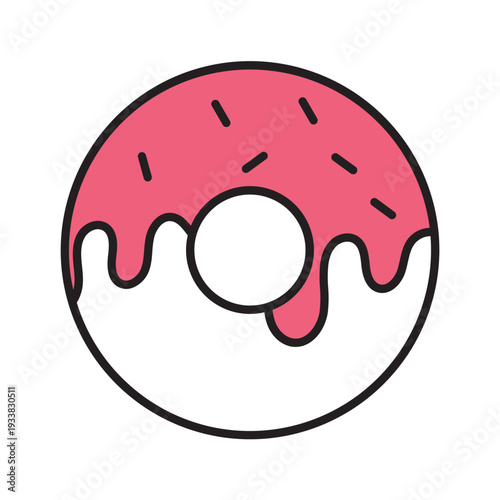 Pink Iced Donut Icon