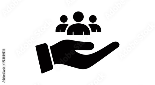 Supportive hand offering protection and care to a group of people in a symbolic gesture of solidarity.