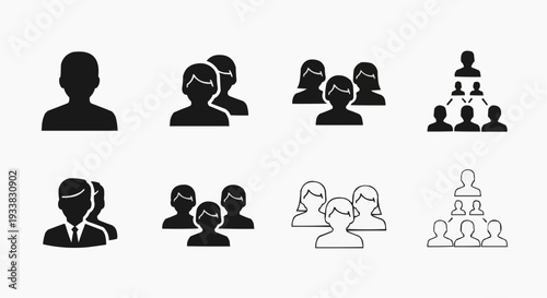 Business management and corporate hierarchy icon set