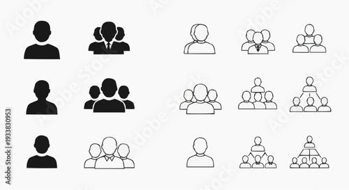 Business management and corporate hierarchy icon set