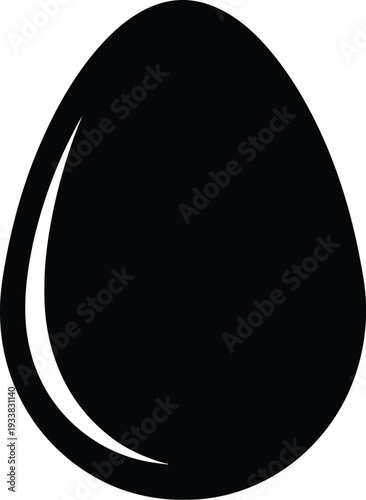 Simple black egg silhouette with elegant shading on a clean white background