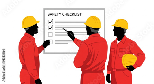 Construction Workers Reviewing Safety Checklist.