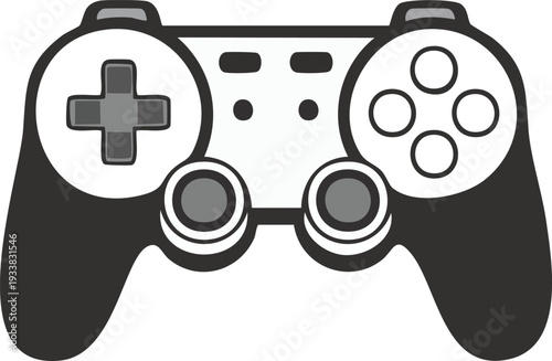  minimal line icon of game controller or joystick, simple outline, black and white,