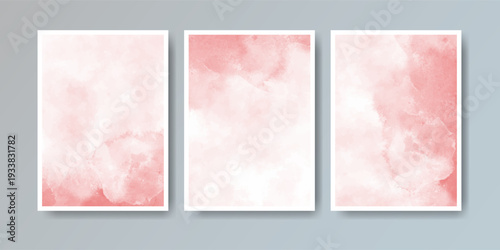 Set of cards with bright colorful vector watercolor background. Design for your date, postcard
