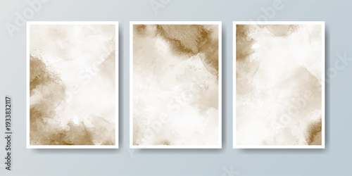 Set of cards with bright colorful vector watercolor background. Design for your date, postcard