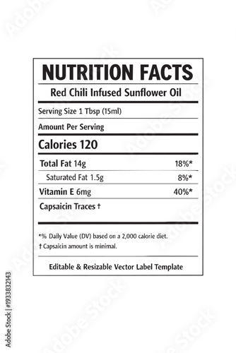 Nutrition facts label template design cutout isolated illustration on transparent background layout