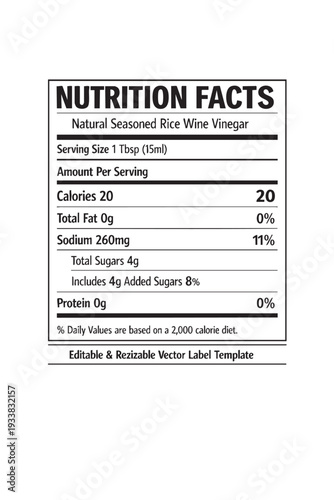 Nutrition facts label template design cutout isolated illustration on transparent background layout