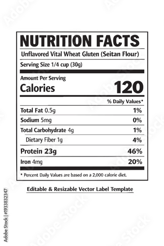 Nutrition facts label template design cutout isolated illustration on transparent background layout