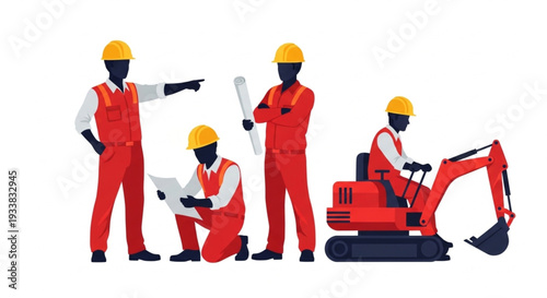 Construction Workers Operating Heavy Machinery.