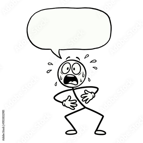 Exaggerated Shocked Stickman with Empty Comic Bubble