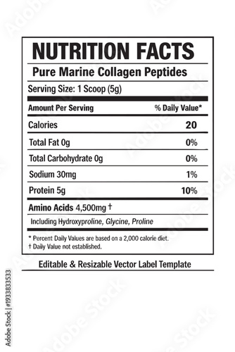 Nutrition facts label template design cutout isolated illustration on transparent background layout